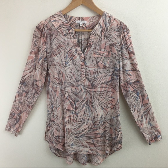 Camber & Grace | Leaf Print Pop Over Blouse - Picture 1 of 13